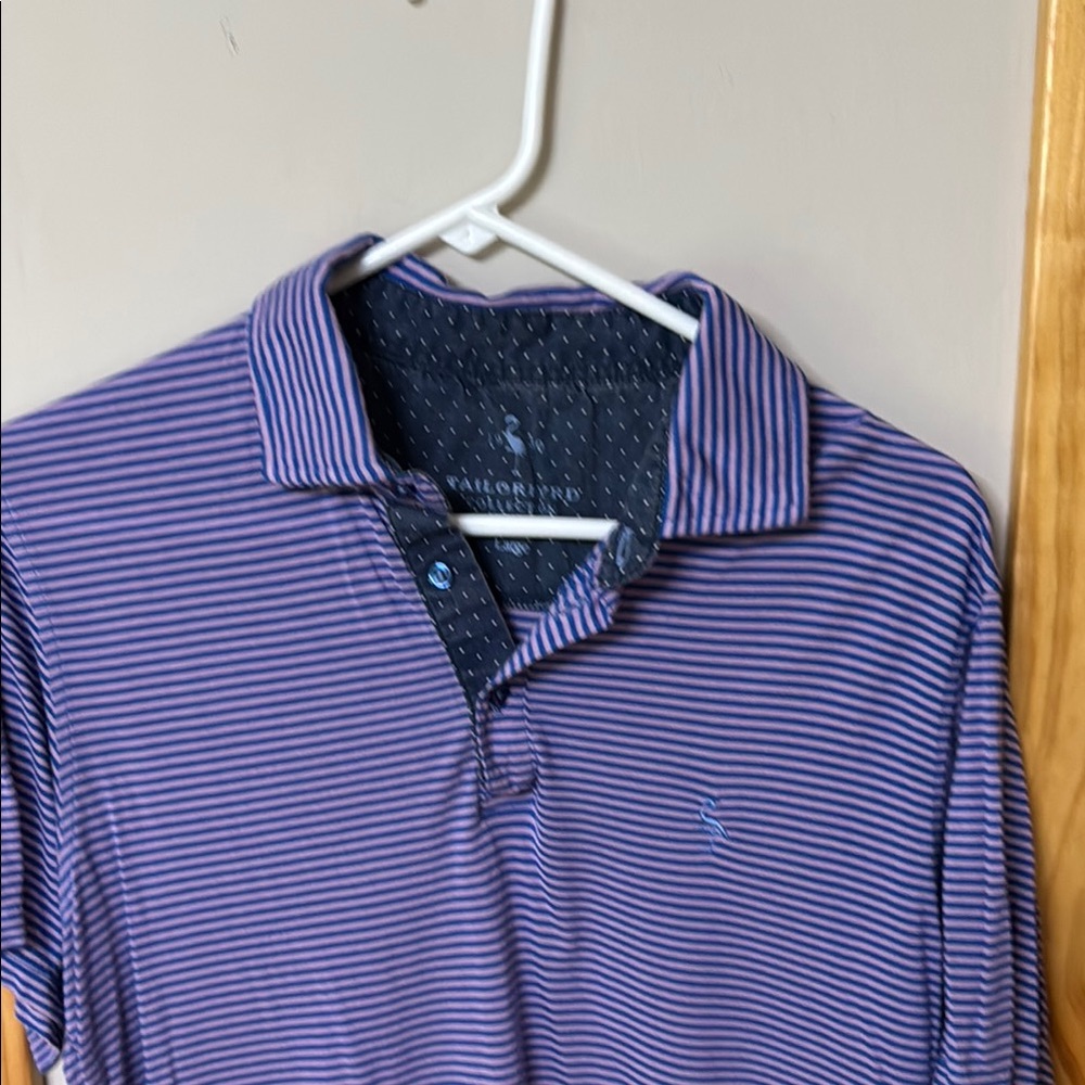 Tailorbyrd Purple Polo Shirt Classic Striped Knit